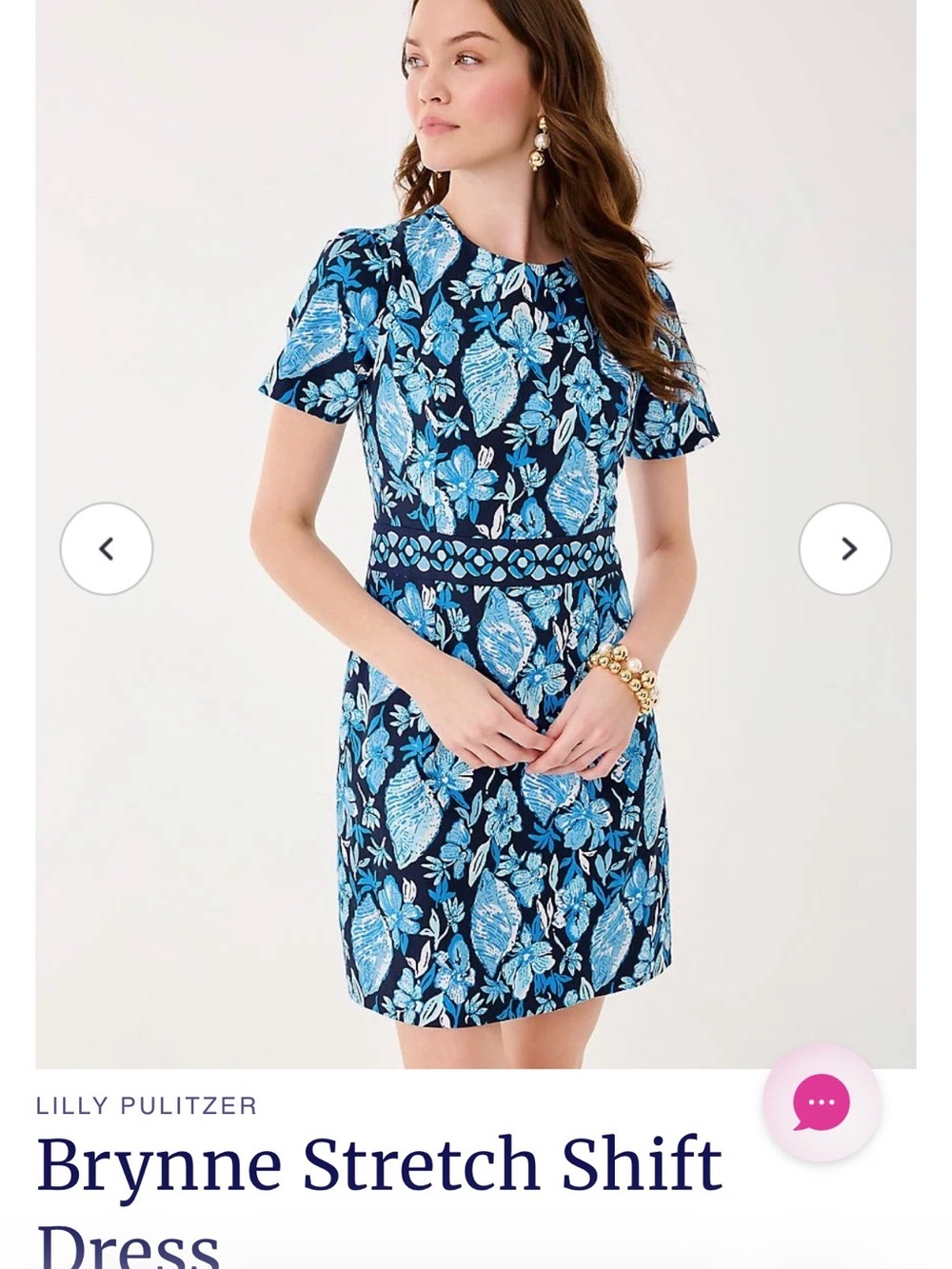 Lilly Pulitzer Blue Floral Brynne Stretch Shift Dress, NWTs low tide navy sz 00